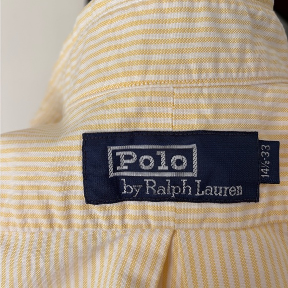Polo Ralph Lauren Vintage Custom Preppy Yellow Stripe Classic Oxford Shirt Sz S - Picture 8 of 8